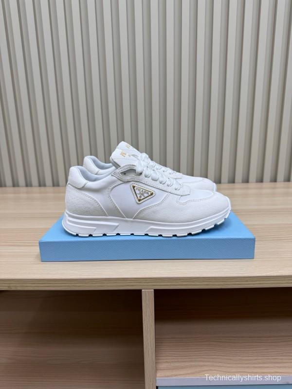 2025 Women Prada White Leather Sneakers