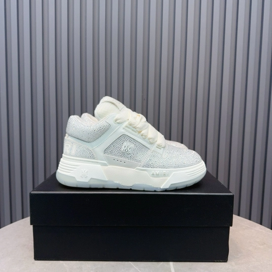 2024 Unisex Amiri White Mesh Leather Sneakers MJ00410