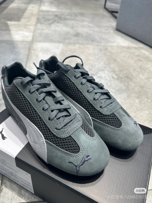 2025 Unisex Puma Cream Grey Suede Mesh Sneakers SPEEDCAT KFY00260