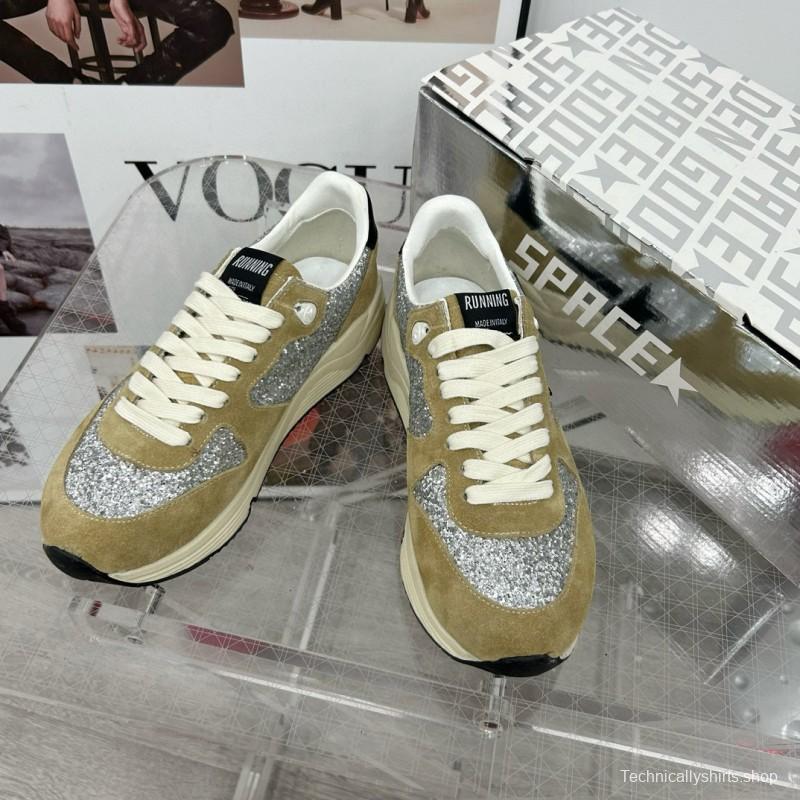 2024 Unisex GGDB Silver Beige Suede Glitter Star Sneakers 
