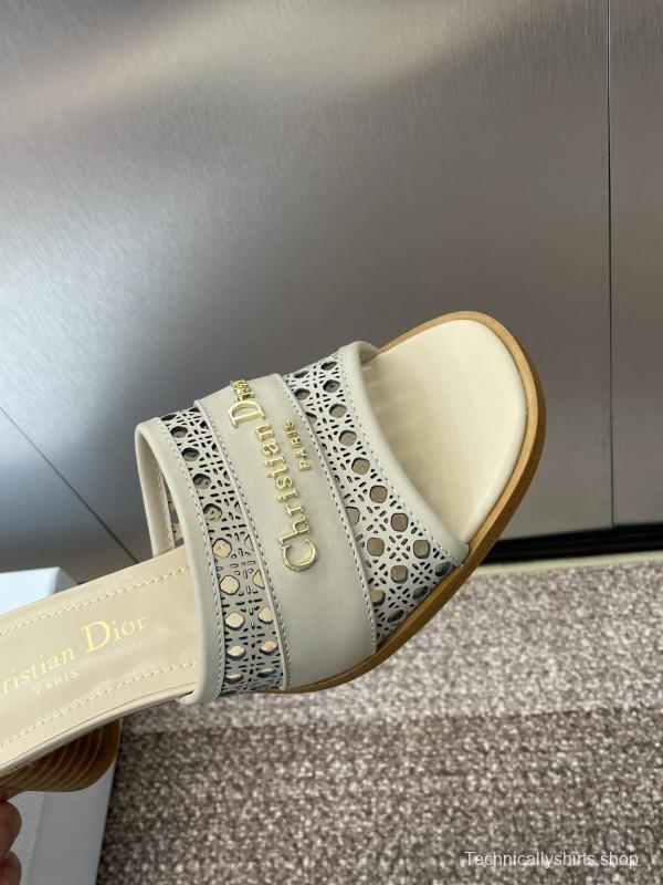 2025 Women Dior Beige Leather Sandals