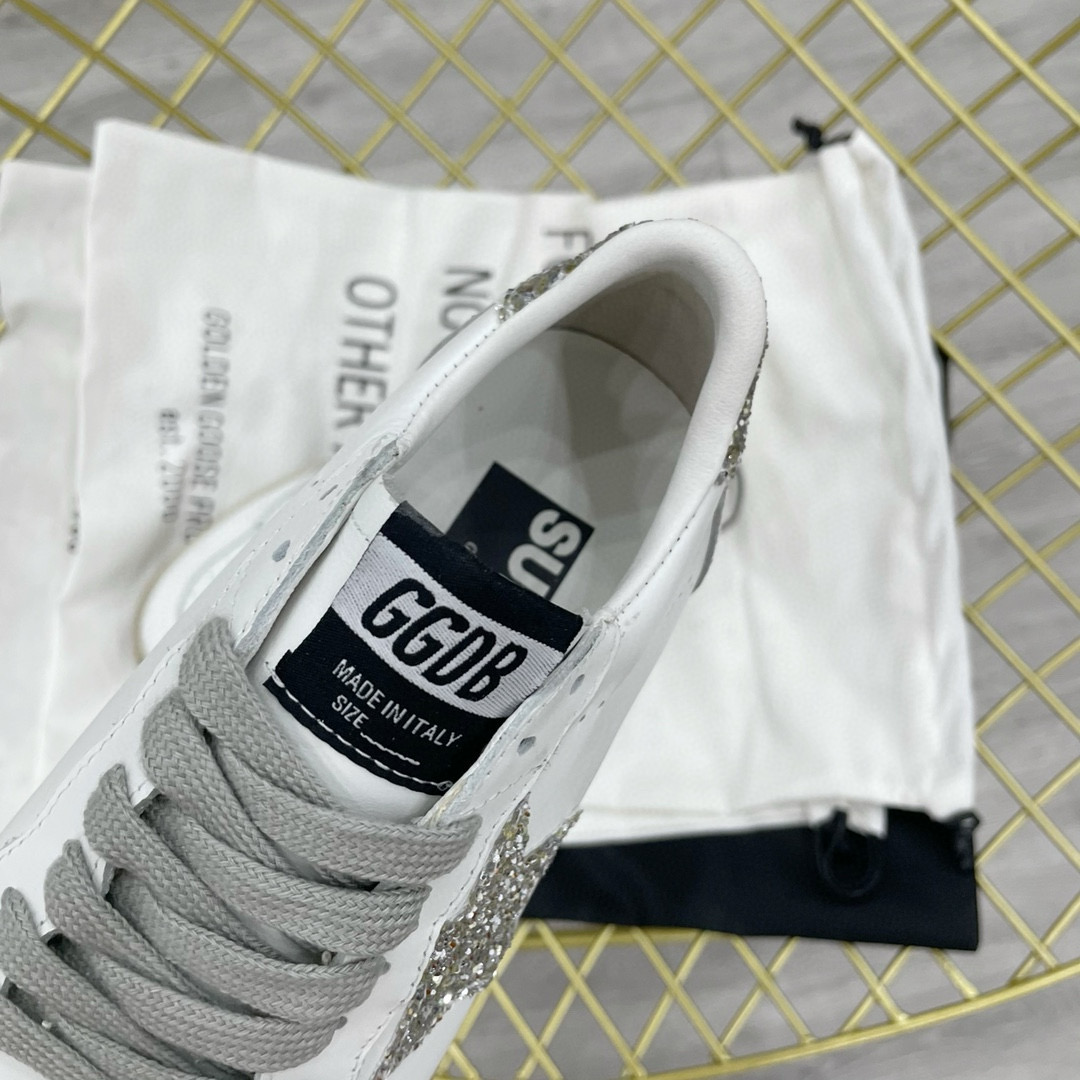 2024 Unisex GGDB White Silver Leather Sneakers MJ00260