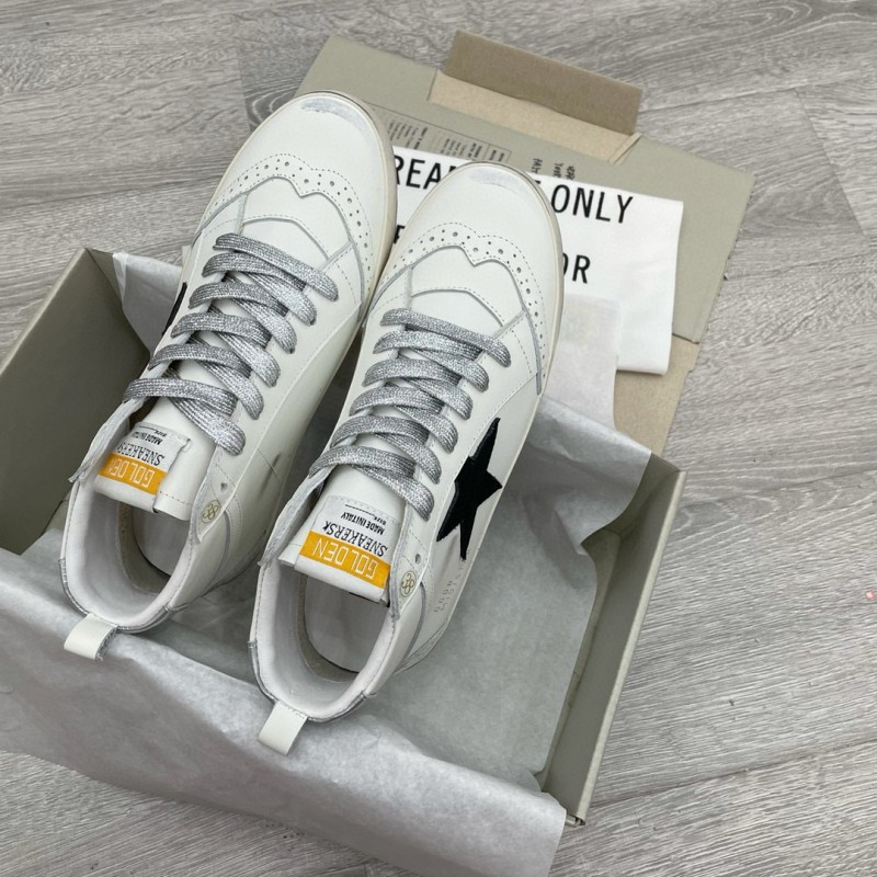 2024 Women GGDB White Black Leather Mid Star High Top Sneakers MJ00300