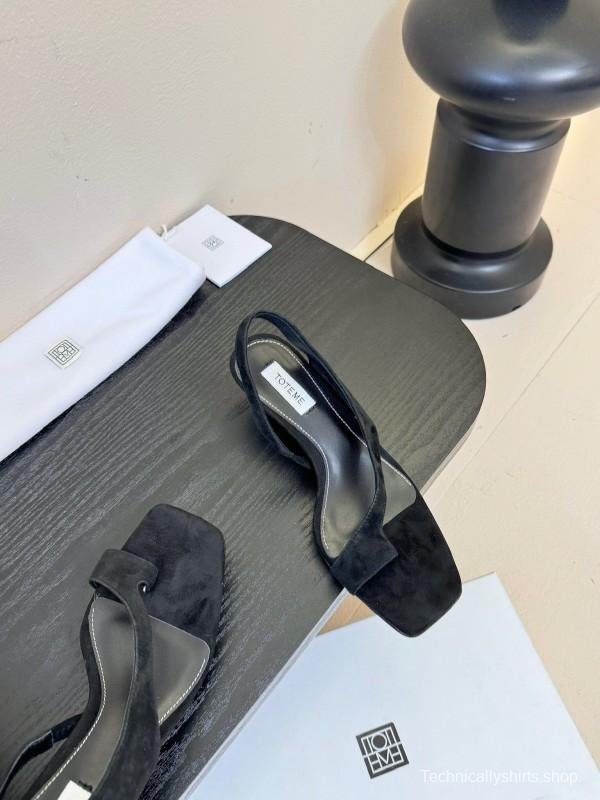 2025 Women Toteme Black Suede Slingback Sandals