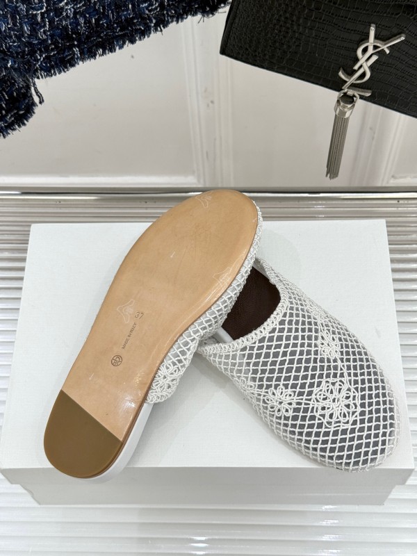 2025 Women Yves Saint Laurent White Mesh Slippers KFY00260