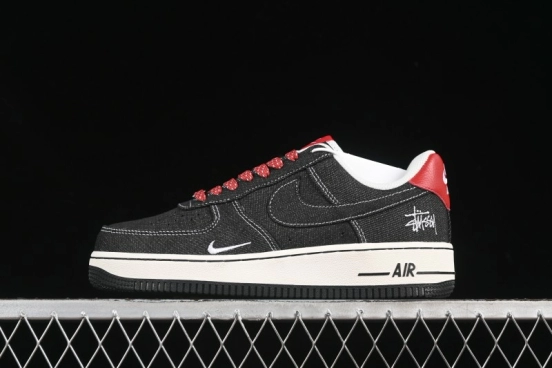 Nike Air Force 1'07 Low Stussy Collaboration Dark Grey Woven Casual Sneakers - LW9279-002