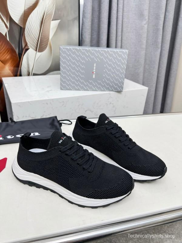 2025 Unisex Kiton Black Knit Sneakers AS00320