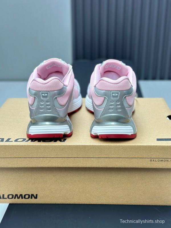 2025 Women SALOMON Pink White Leather Mesh Sneakers AS00320