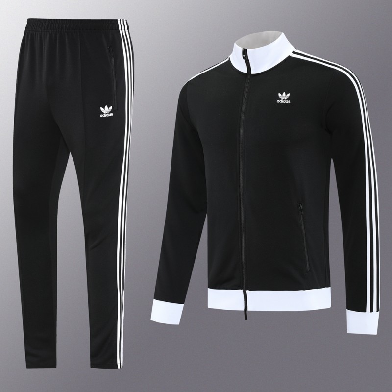 2025 Adidas Original Black Full Hoodie Zipper Jacket +Long Pants