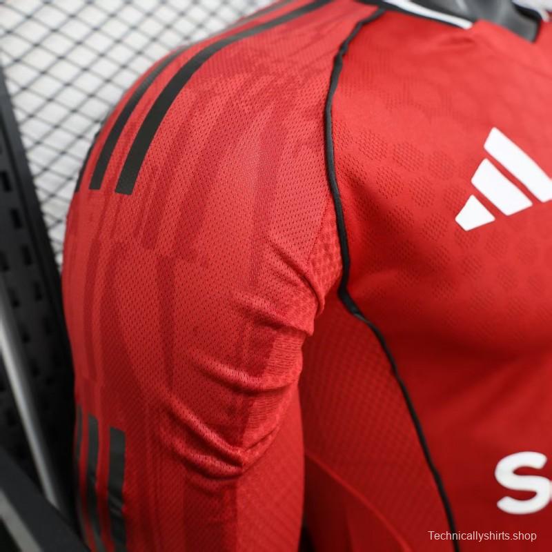 Player Version 25/26 Manchester United Long Sleeve Home Jersey