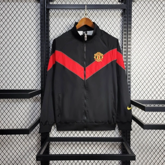 25/26 Manchester United Jacket Black/Red Windbreaker