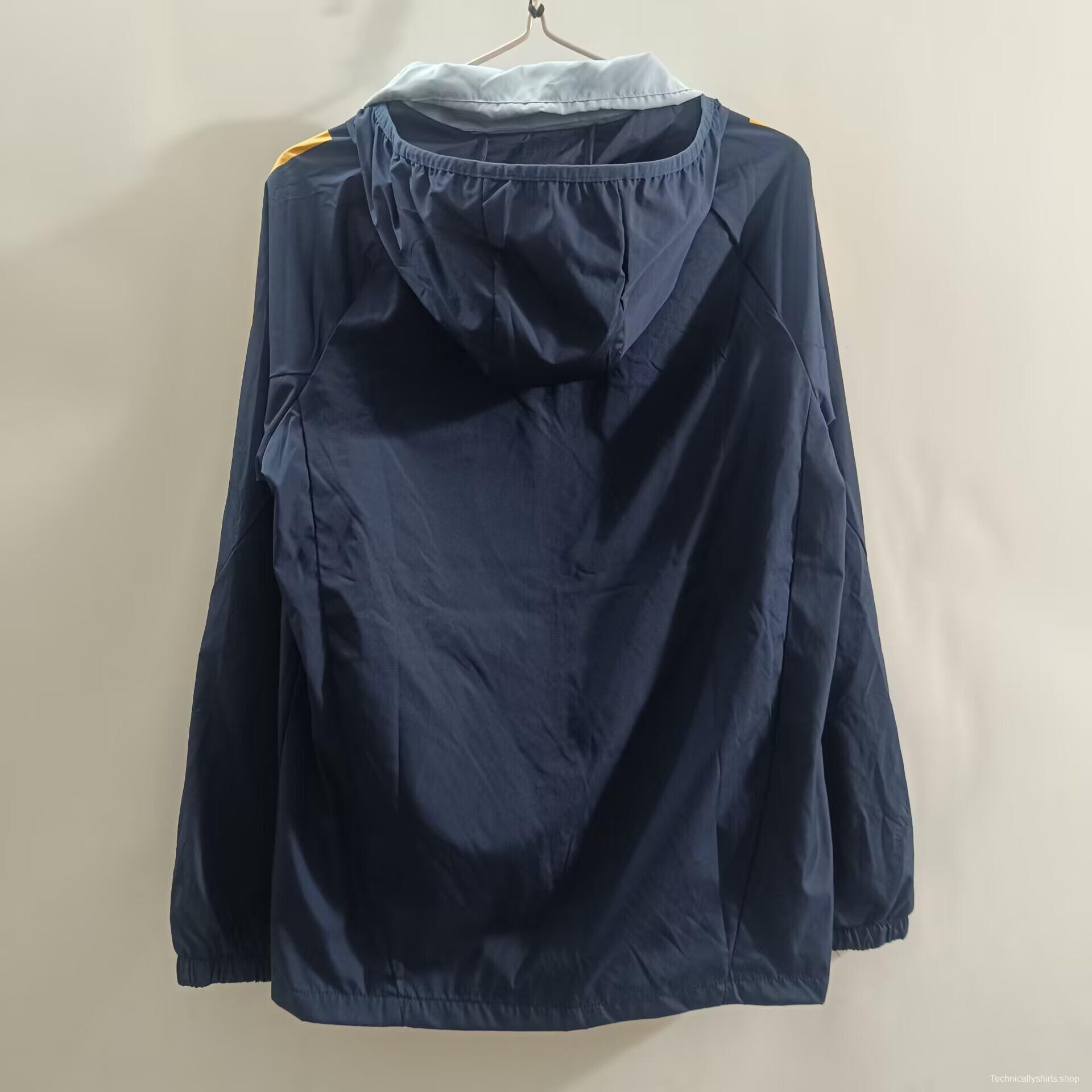 25/26 Real Madrid Blue Mid-length Windbreaker Jacket