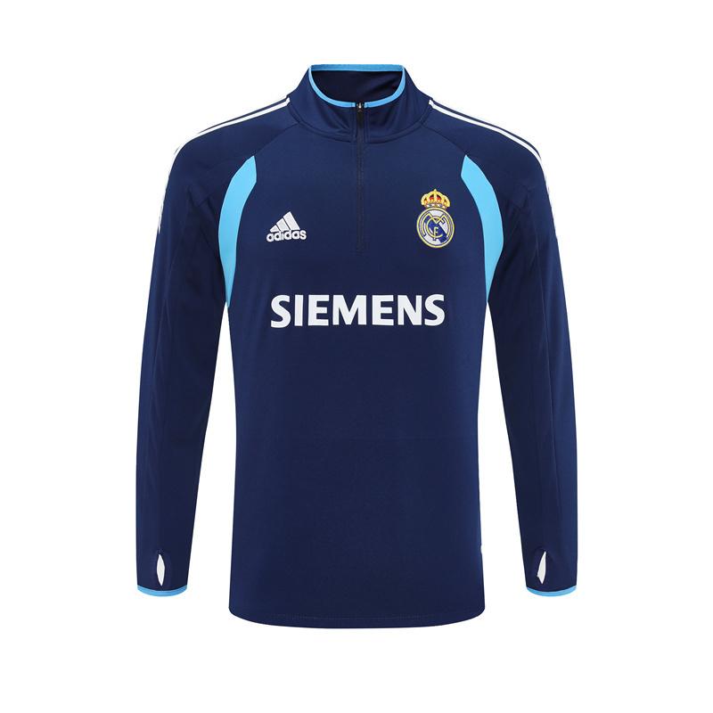 Retro 05/06 Real Madrid Royal Blue Half Zipper Jacket+Long Pants