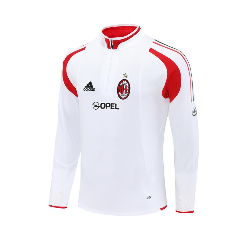 Retro 04/05 AC Milan White Half Zipper Jacket+Long Pants