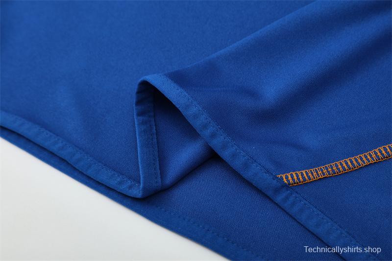 Retro 13/14 Real Madrid Color Blue Half Zipper Jacket+Long Pants