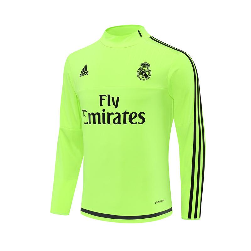 Retro 15/16 Real Madrid Fluorescent Green Half Zipper Jacket