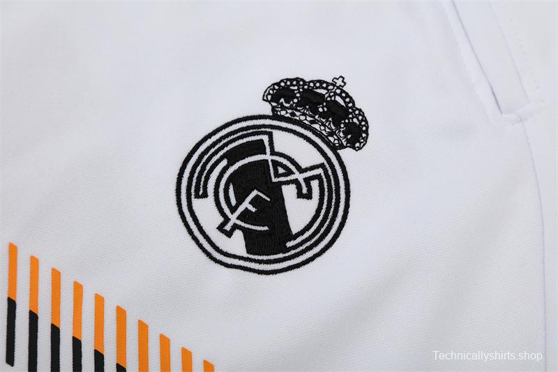 Retro 13/14 Real Madrid White Half Zipper Jacket+Long Pants