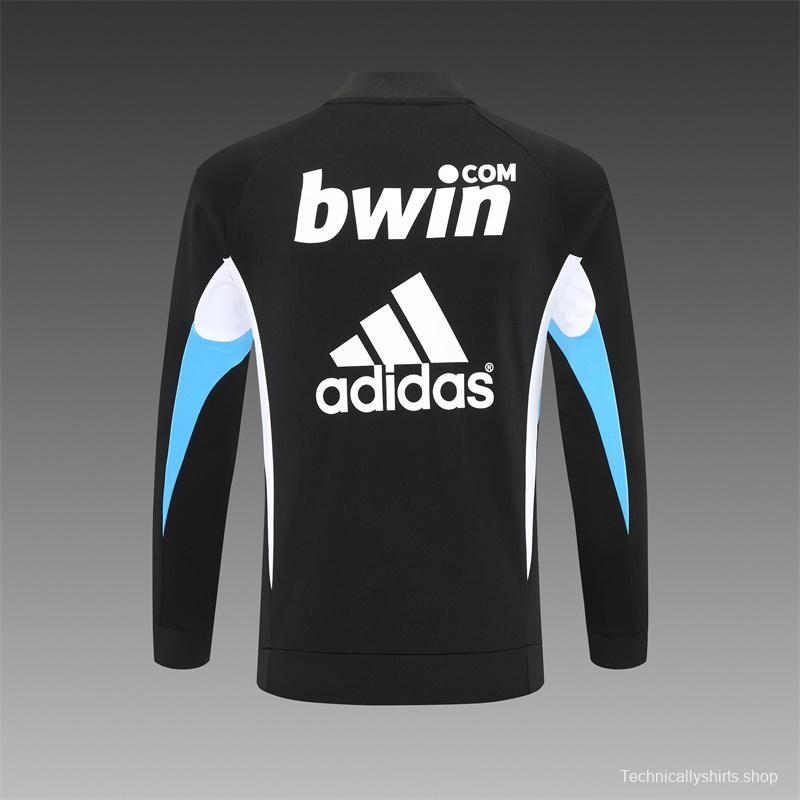 Retro 08/09 Real Madrid Black Half Zipper Jacket+Long Pants