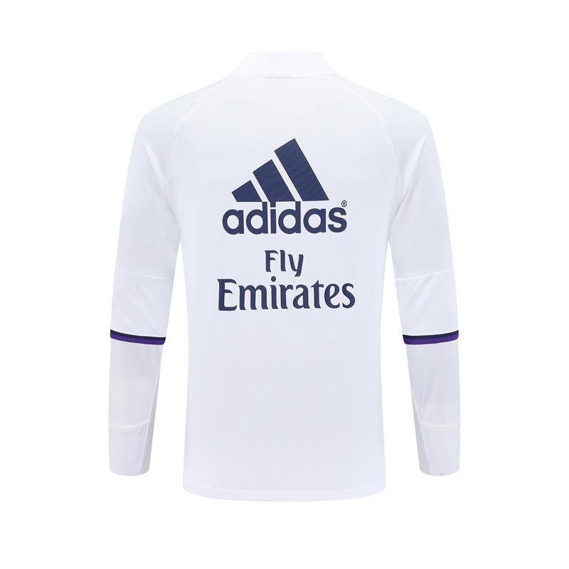 Retro 16/17 Real Madrid White Half Zipper Jacket+Long Pants