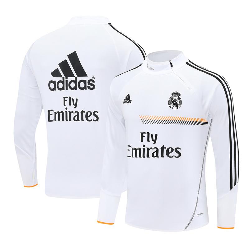 Retro 13/14 Real Madrid White Half Zipper Jacket+Long Pants