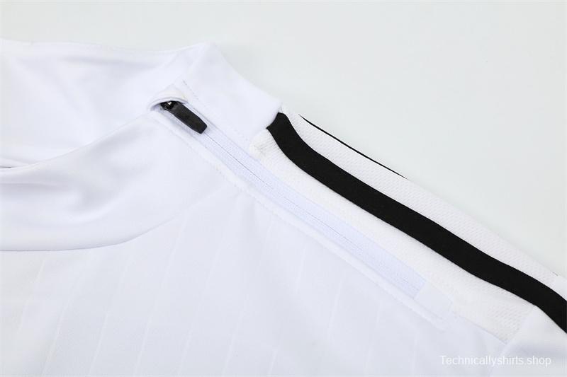 Retro 15/16 Real Madrid White Half Zipper Jacket+Long Pants