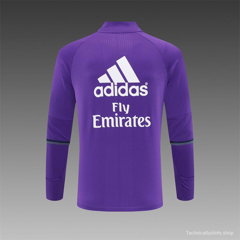 Retro 16/17 Real Madrid Purple Half Zipper Jacket
