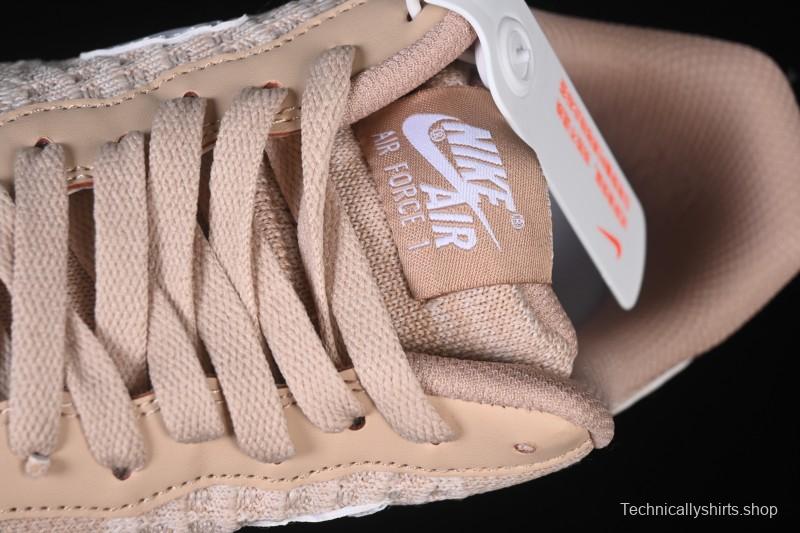 Nike Air Force 1'07 Low Knit Khaki Casual Sneakers - CI0051-200