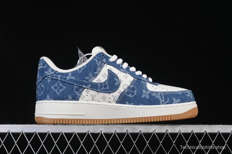 Nike Air Force 1 '07 Low LV Collaboration White Navy Blue Casual Sneakers - YF9511-813