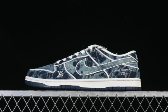 Nike SB Dunk Low LV Collaboration Blue Denim Low-Top Casual Skate Shoes - SC0601-466