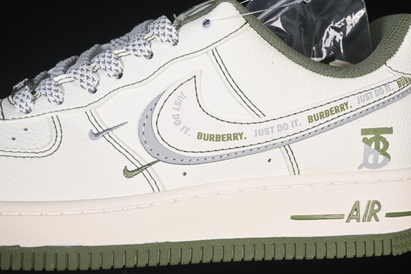 Nike Air Force 1 '07 Low Burberry Collaboration Military Green Embroidery Casual Sneakers - JP8028-003