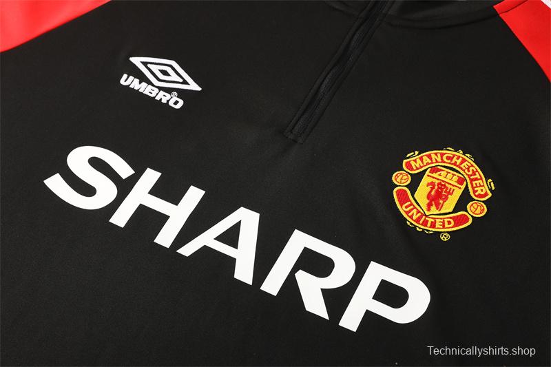 Retro 98/99 Manchester United Black Half Zipper Jacket