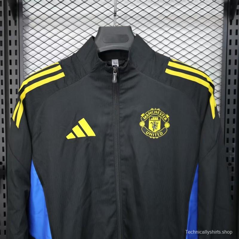 25/26 Manchester United Black Windbreaker (with Inner Lining)