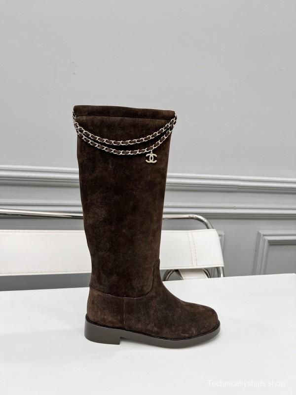 Chanel 2025/SS Quilted Leather Chain CC Four-Leaf Clover Flat Ankle Boots - LY00510