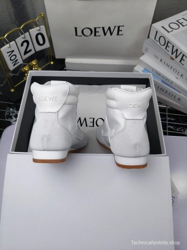 LOEWE High-Top German Training Sneakers Retro Fashion Casual White Shoes - LY00330
