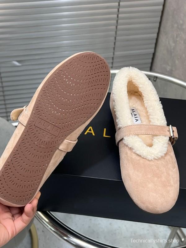 Alaia Fall/Winter 2025 Wool Mary Jane Ballet Flats - KFY00310