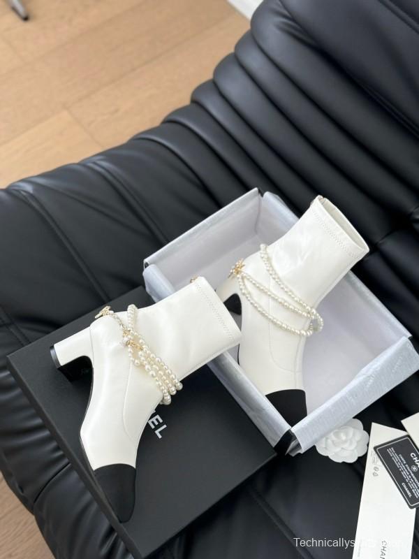 Chanel 2025/SS Haute Couture Pearl Collection Mary Jane Ankle Boots - LY00360