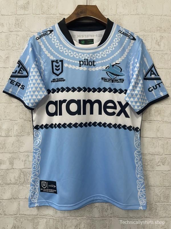 25/26 Cronulla-Sutherland Sharks Sky Blue with Indigenous Heritage Jersey