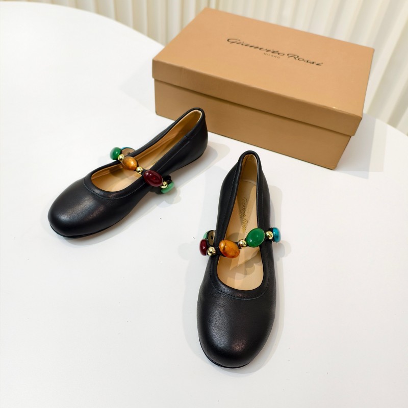 Gianvito Rossi Bohemian Style Turquoise Flat Ballet Shoes - LY00320