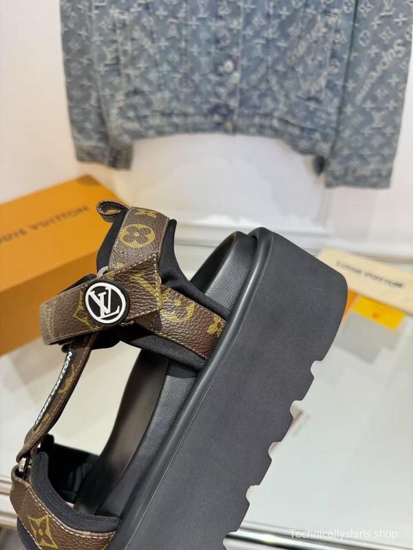 LV 2025/SS Latest High-End Fashion Versatile Flat Platform Sandals - LY00