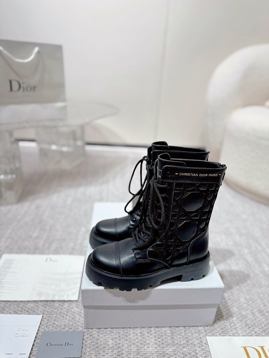DIOR CHRONO Embroidered Motorcycle Ankle Boots - LY00390