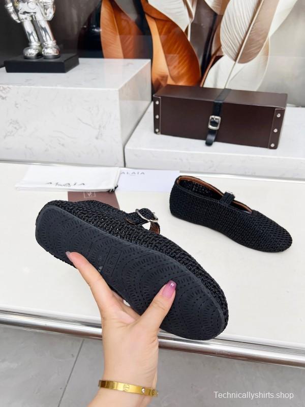 Alaia 2025/SS Knit Ballet Dance Shoes with Inner Arch Support and 0.8CM Height Increase - LY00310