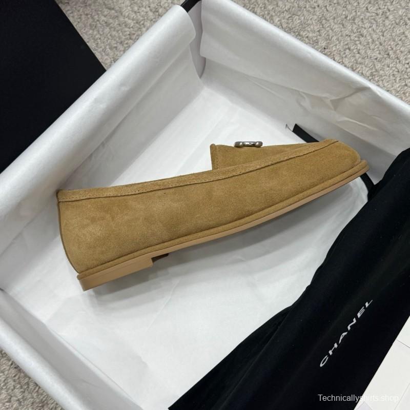 Chanel 2025 SS Teddy Fur Loafers with Double C Logo - KFY00300