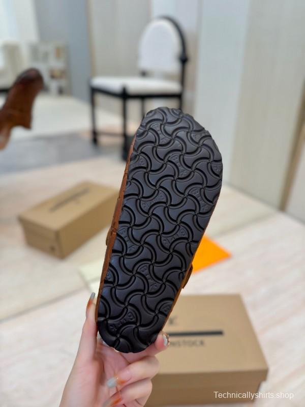 Louis Vuitton Louis Vuitton × BIRKENSTOCK Boston Closed-Toe Soft Sole Mule Slippers - KFY00300