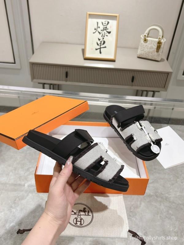 H Sandals 2025SS Latest Official Two-Uncle Flowy Tassel Sandals - LY00270