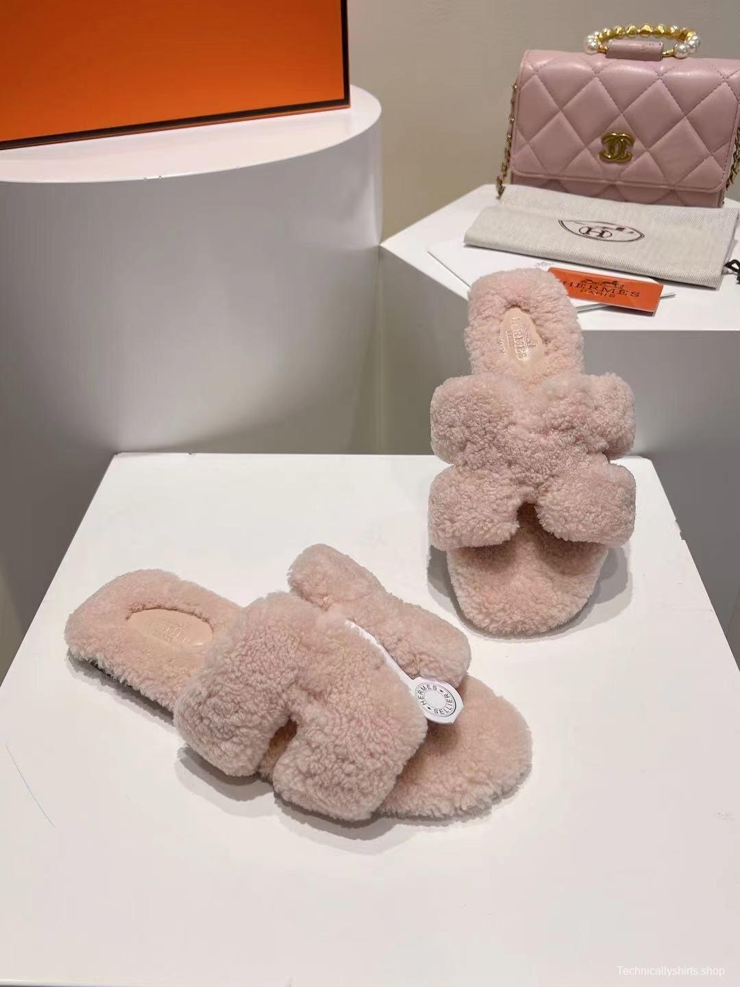 Hermès Teddy Wool Flat Slippers for Autumn/Winter - LY00240