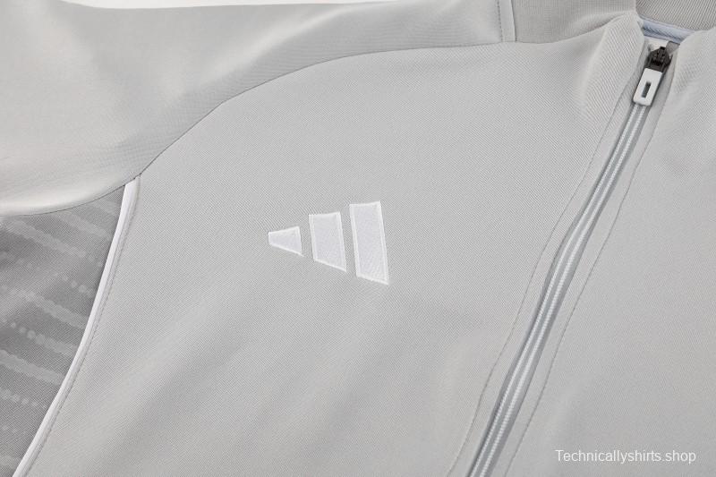 2025 Adidas Grey Full Zipper Jacket+Long Pants