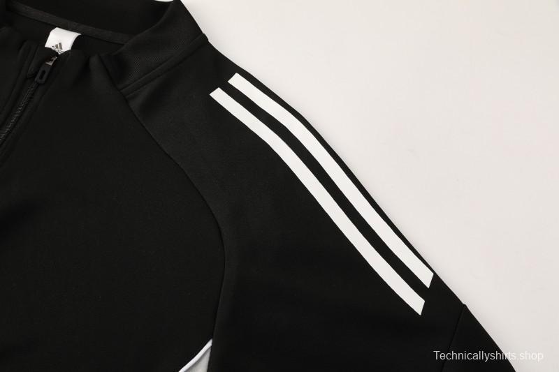 25/26  Adidas Black Full zipper Jacket Tracksuit+ long pants