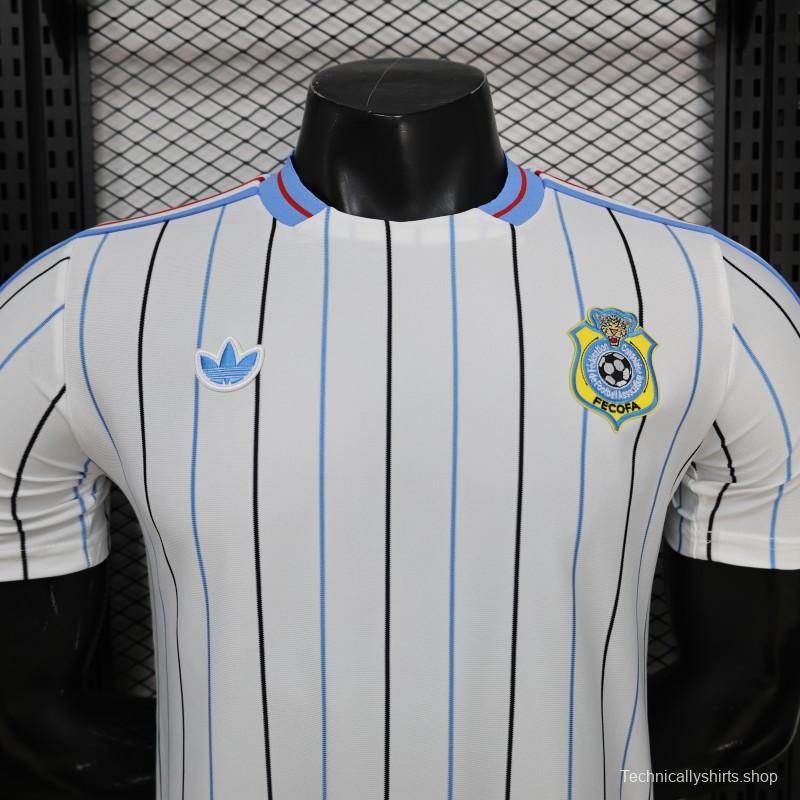 2026 Player Version DR Congo White with Black and Blue Pinstripes Jersey