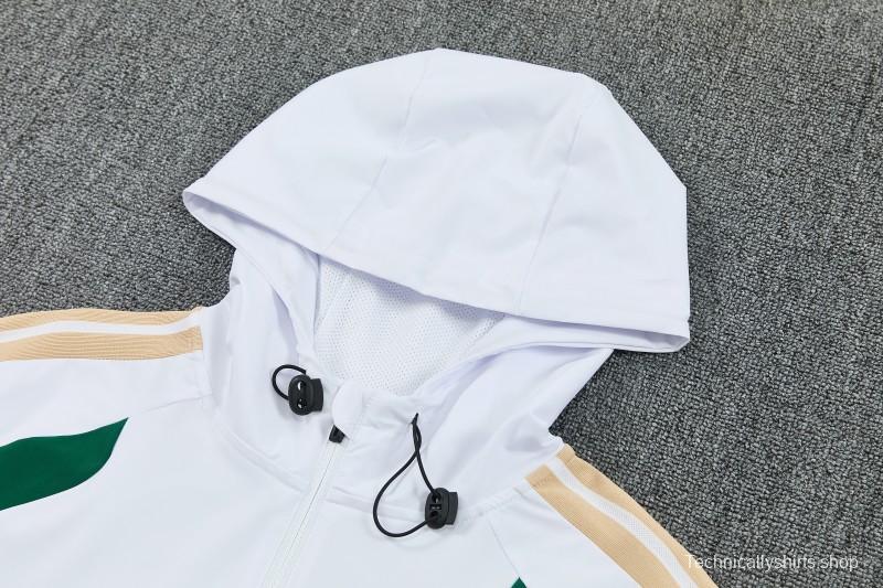 26/27 Italy White Full Zipper Hooded Jacket Tracksuit + Long Pants