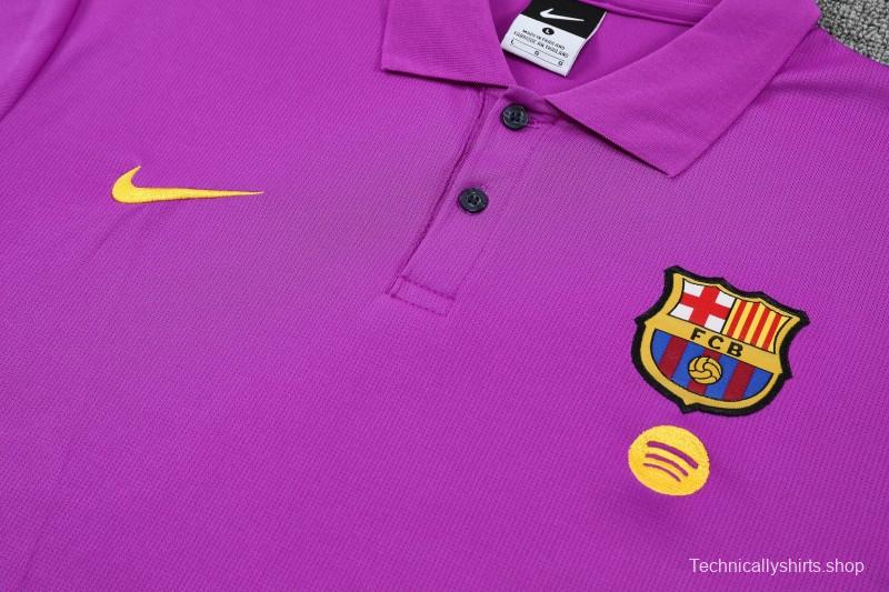 26/27 Barcelona  Purple  Polo Training Shirt + Navy Blue Long Pants Tracksuit